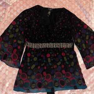 Bisou Bisou Black and Purple Blouse